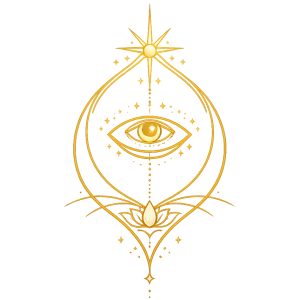 Simbolo dorato Numerologia con occhio simbolico legato alla consapevolezza e alla lucidità