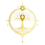 Albero dorato simbolico della Numerologia transgenerazionale con radici e crescita personale